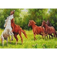 Cakapuzzle Özgür Atlar Ormanda Görseli 120 Parça Ahşap Puzzle