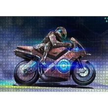 Cakapuzzle Parıltılı Motosiklet Eskizi Görseli 120 Parça Ahşap Puzzle