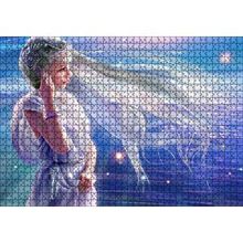 Cakapuzzle Perisi ve Arkaplanda Yıldızlar 120 Parça Ahşap Puzzle