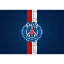Cakapuzzle PSG Logosu Mavi Zemin Kırmızı Beyaz Kuşaklı 120 Parça Ahşap Puzzle