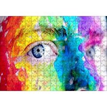 Cakapuzzle Rengarenk Boyalı Yüz ve Mavi Gözler 120 Parça Ahşap Puzzle