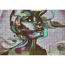 Cakapuzzle Renkli Siyahi Kadın Portre Duvar Boyama 120 Parça Ahşap Puzzle