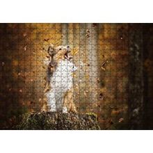 Cakapuzzle Rüzgarla Kavga Eden Köpekçik 120 Parça Ahşap Puzzle