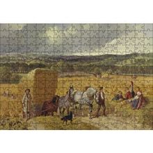 Cakapuzzle Saman Balyaları Taşıyan Atlar ve Köylüler 120 Parça Ahşap Puzzle