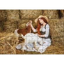 Cakapuzzle Samanlıktaki Genç Kız Oğlaklar Görseli 120 Parça Ahşap Puzzle