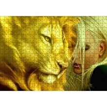 Cakapuzzle Sarı Saçlı Kız ve Aslan 120 Parça Ahşap Puzzle