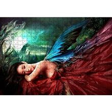 Cakapuzzle Saten Elbiseli Fantastik Kadın ve Kanatları 120 Parça Ahşap Puzzle