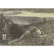 Cakapuzzle Şato Tepeler Yeldeğirmeni ve Uzanan Adam 120 Parça Ahşap Puzzle