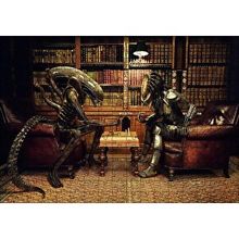 Cakapuzzle Satranç Oynayan Alien ve Avcı 120 Parça Ahşap Puzzle