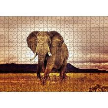 Cakapuzzle Savanada Günbatımı ve Erkek Fil 120 Parça Ahşap Puzzle
