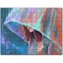 Cakapuzzle Şemsiye Tutan Kadın Görseli 120 Parça Ahşap Puzzle