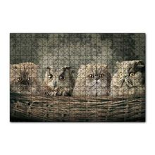Cakapuzzle Sepetin İçinde Üç Kedi ve Bir Baykuş 120 Parça Ahşap Puzzle