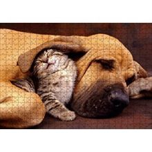 Cakapuzzle Sevimli Sharpy Köpek ve Yavru Kedi 120 Parça Ahşap Puzzle