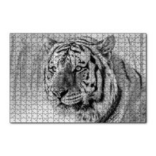 Cakapuzzle Sibirya Kaplanı Siyah Beyaz Yakın Çekim 120 Parça Ahşap Puzzle