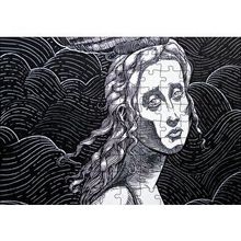 Cakapuzzle Siyah Beyaz Gravür Hüzünlü Bakışlı Kadın 120 Parça Ahşap Puzzle