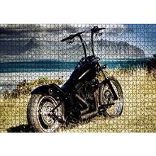 Cakapuzzle Siyah Chopper Motorsiklet Deniz ve Dağlar 120 Parça Ahşap Puzzle
