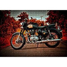 Cakapuzzle Siyah Motorsiklet ve Sonbahar Rengi Ağaçlar 120 Parça Ahşap Puzzle