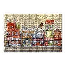 Cakapuzzle Sokakta Binalar ve Dükkanlar Karikatürize 120 Parça Ahşap Puzzle