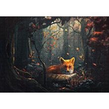 Cakapuzzle Sonbahar Renklerinde Orman ve Tilki Çizim 120 Parça Ahşap Puzzle