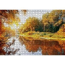 Cakapuzzle Sonbaharda Ormanın İçindeki Berrak Nehir 120 Parça Ahşap Puzzle