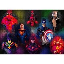 Cakapuzzle Süper Kahramanlar Low Poly Çizim 120 Parça Ahşap Puzzle
