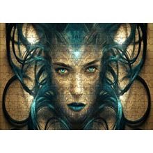 Cakapuzzle Sürrealistik Kadın Yüzü ve Siyah Saçları 120 Parça Ahşap Puzzle