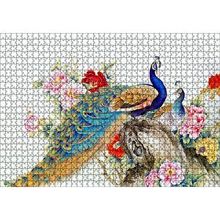 Cakapuzzle Tavuskuşları ve Çiçekler Dijital Çizim Yapboz MDF Puzzle