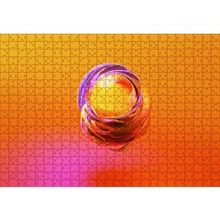 Cakapuzzle Turuncu Küre ve Saran Renkli Dalgaları 120 Parça Ahşap Puzzle