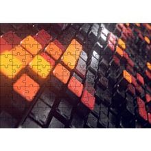 Cakapuzzle Turuncu ve Siyah Küpler Döşeme 120 Parça Ahşap Puzzle