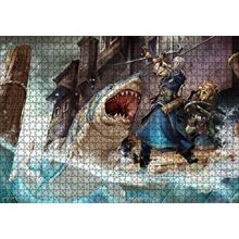 Cakapuzzle Vikingler ve Saldıran Köpekbalığı İllüstrasyon 120 Parça Ahşap Puzzle
