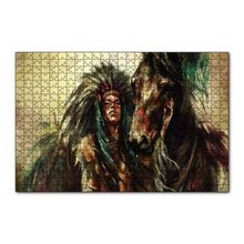 Cakapuzzle Yağlı Boya At Kızılderili Kadın 120 Parça Ahşap Puzzle