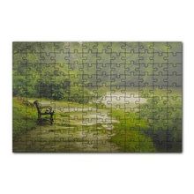 Cakapuzzle Yağmurda Yemyeşil Orman ve Boş Bank 120 Parça Ahşap Puzzle