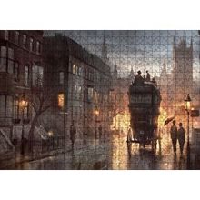 Cakapuzzle Yağmurlu Akşamda Sokakta Arabalar ve İnsanlar 120 Parça Ahşap Puzzle
