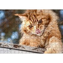 Cakapuzzle Yalanan Sarı Sevimli Kedi 120 Parça Ahşap Puzzle