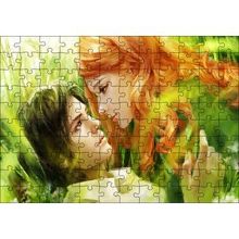 Cakapuzzle Yeşillikler Arasındaki Genç Kız ve Erkek Çizim 120 Parça Ahşap Puzzle
