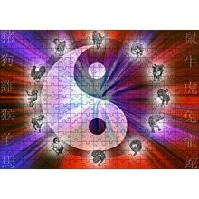 Cakapuzzle Yin Yang Sembolü ve Çin Hayvanlı Takvimi 120 Parça Ahşap Puzzle