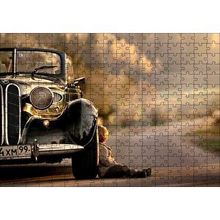 Cakapuzzle Yolda Antika Araba Ve Çocuk Görseli 120 Parça Ahşap Puzzle