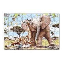 Cakapuzzle Zurafa Fil Karga 120 Parça Ahşap Puzzle