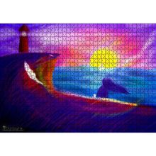 Cakatablo Deniz Feneri, Günbatımı, Kadın ve Kedi 1000 Parça Puzzle