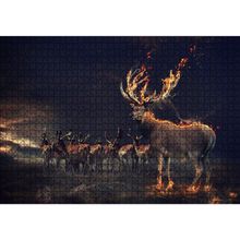 Cakatablo Gece ve Geyikler İllüstrasyon 1000 Parça Puzzle