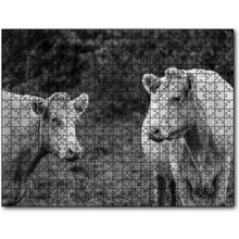 Cakatablo İki Beyaz İnek Görseli 1000 Parça Puzzle