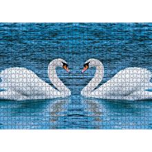 Cakatablo İki Beyaz Kuğu Kalp Şekli 1000 Parça Puzzle