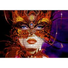 Cakatablo Kırmızı Tüylü Maskeli Kadın Görseli 1000 Parça Puzzle
