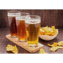 Cakatablo Üç Büyük Bardak Bira ve Cipsler 1000 Parça Puzzle