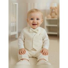Calide Baby&Kids Erkek Bebek Mevlüt Takımı - Papyon & Kravatlı - Özel Gün Kıyafeti - 7'li Set - 12 Ay - Ekru
