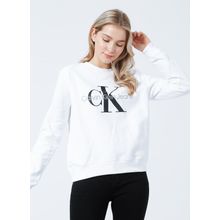 Calvin Klein J20J219140YAF Bisiklet Yaka Normal Kalıp Beyaz Kadın Sweatshirt