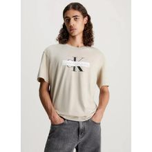 Calvin Klein J30J324008PED Jeans Bisiklet Yaka Baskılı Bej Erkek T-Shirt