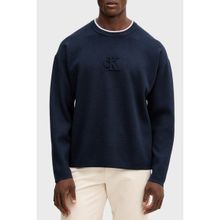 Calvin Klein Kabartmalı Logolu Regular Fit Sıfır Yaka Kazak LV04RD300GCEF Erkek Kazak LV04RD300G Cef - Lacivert