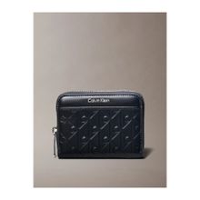 Calvin Klein LV04F1081G-UB1 Amblemli Tamamı Baskılı Kabartmalı Fermuarlı Kadın Siyah Cüzdan