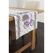 Cango Home CGH1042-RN Gri Mor Kareli Bahar Temalı 140x40 cm Dijital Baskılı Runner